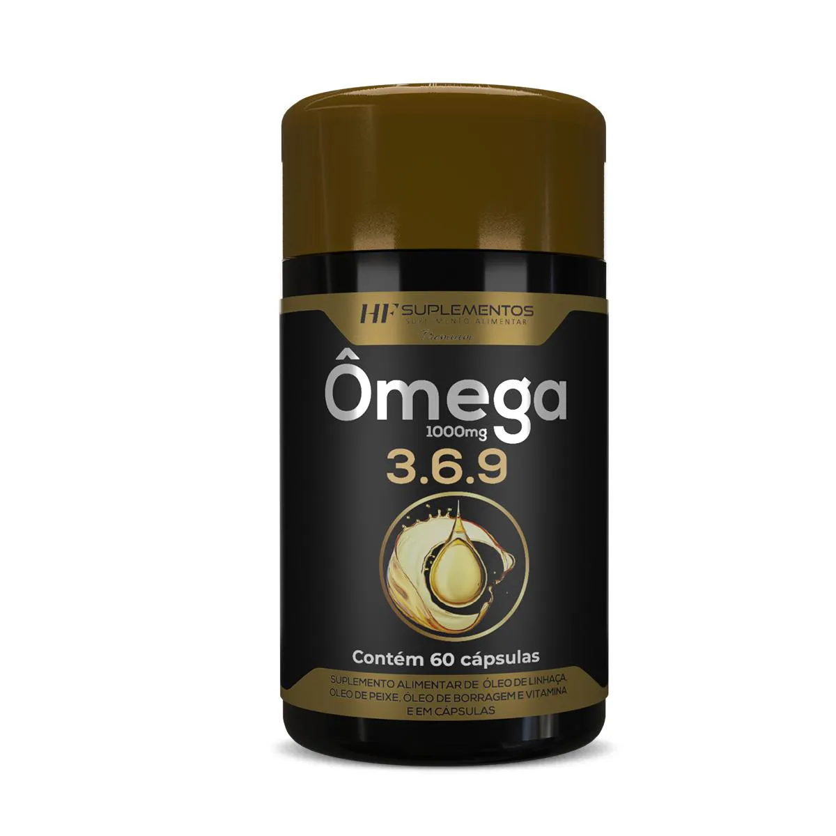 Omega 3 6 9 60Caps Peixe Linhaça Borragem Hf Suplementos