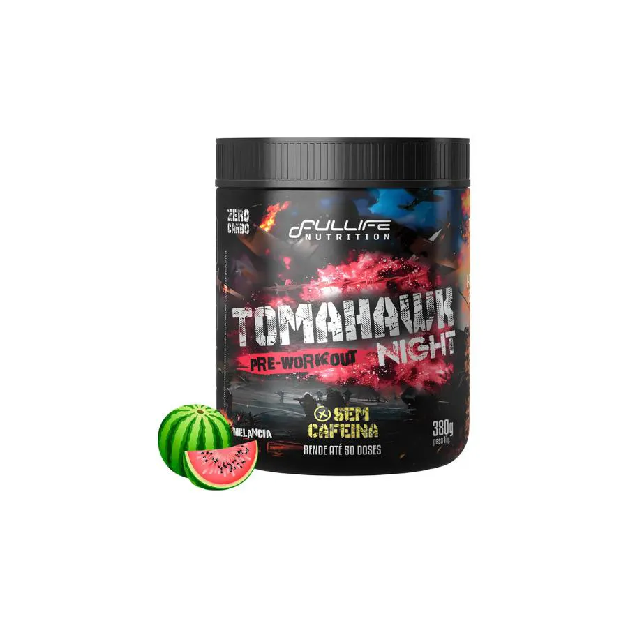 Pré Treino sem Cafeina Zero Carbo Tomahawk Night 380G Sabor Melancia