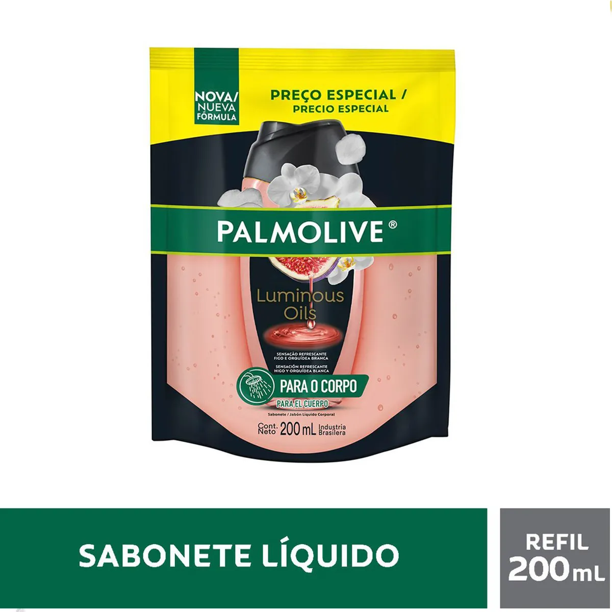 Sabonete Líquido Corporal Palmolive Luminous Oils Figo e Orquídeas Brancas Refil 200ml
