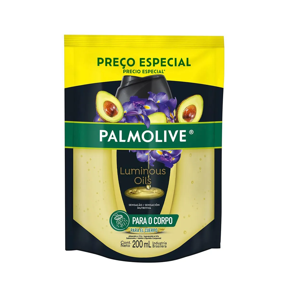 Sabonete Líquido Corporal Palmolive Luminous Oils Abacate & Iris Refill 200ml