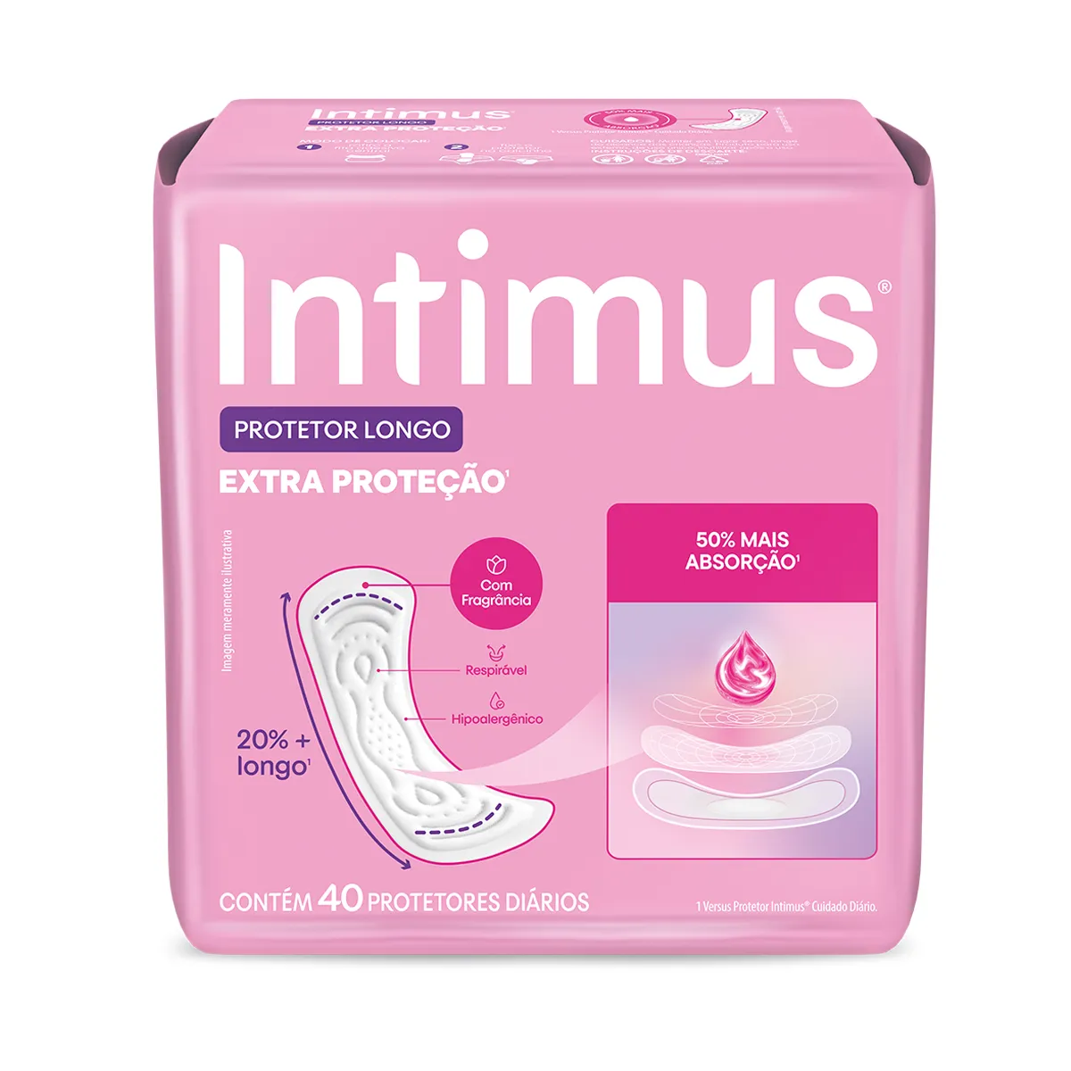 Protetor Diário Intimus Longo Extra Proteção 40 unidades