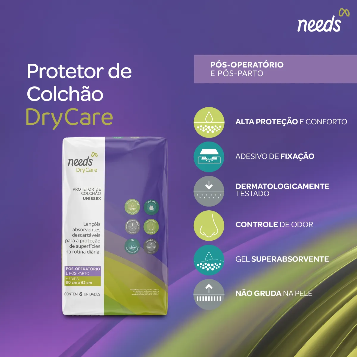 Protetor para Colchão Descartável Unissex Needs 82x62cm 6 unidades