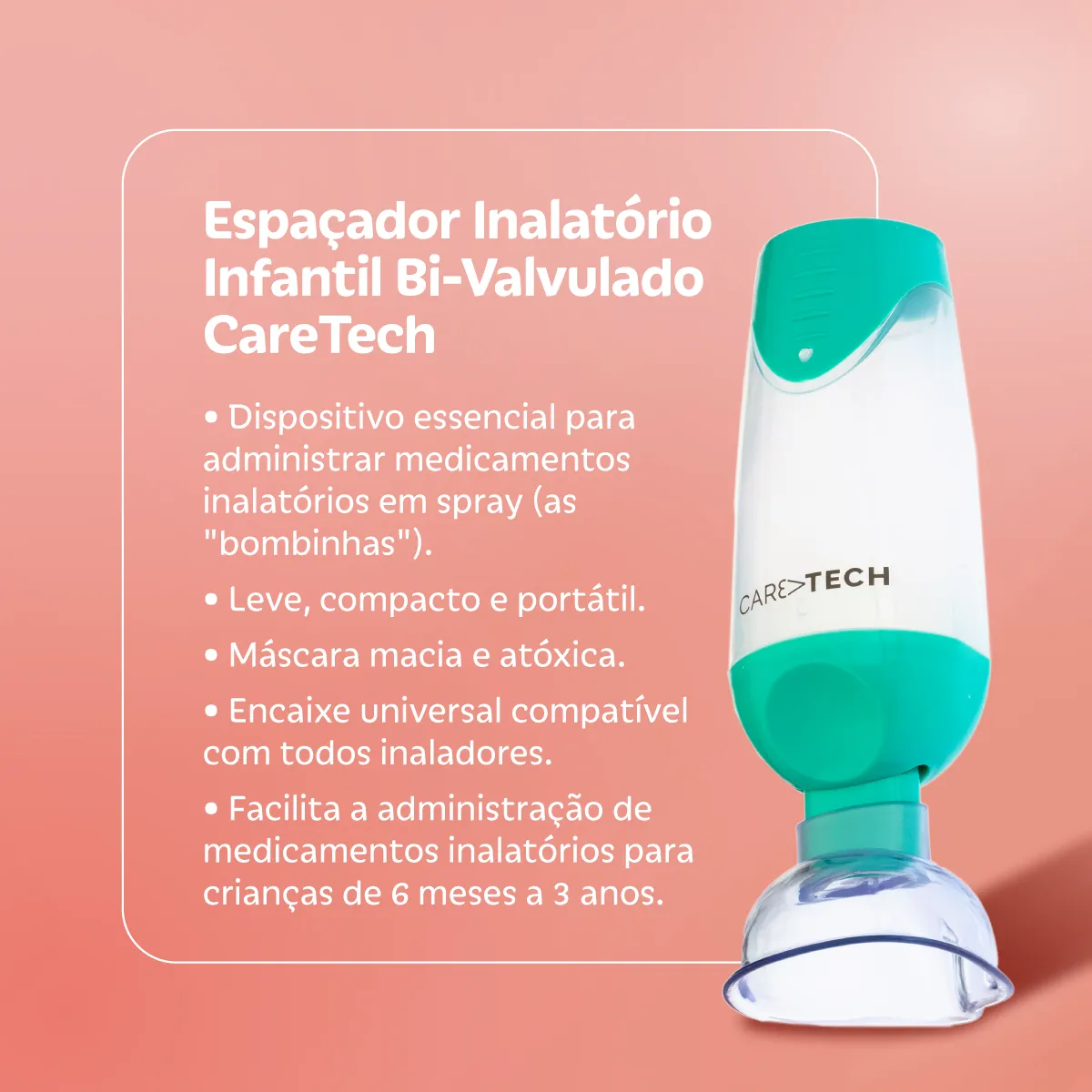 Espaçador Inalatório Infantil Bi-Valvulado CareTech 1 unidade