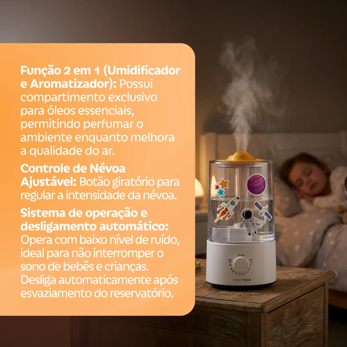 Umidificador e Aromatizador de Ar Infantil Caretech HC026RD 2,1L