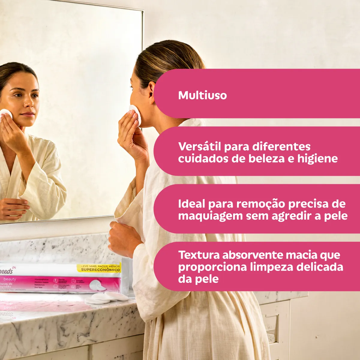 Algodão em Disco Needs Beauty 150 unidades
