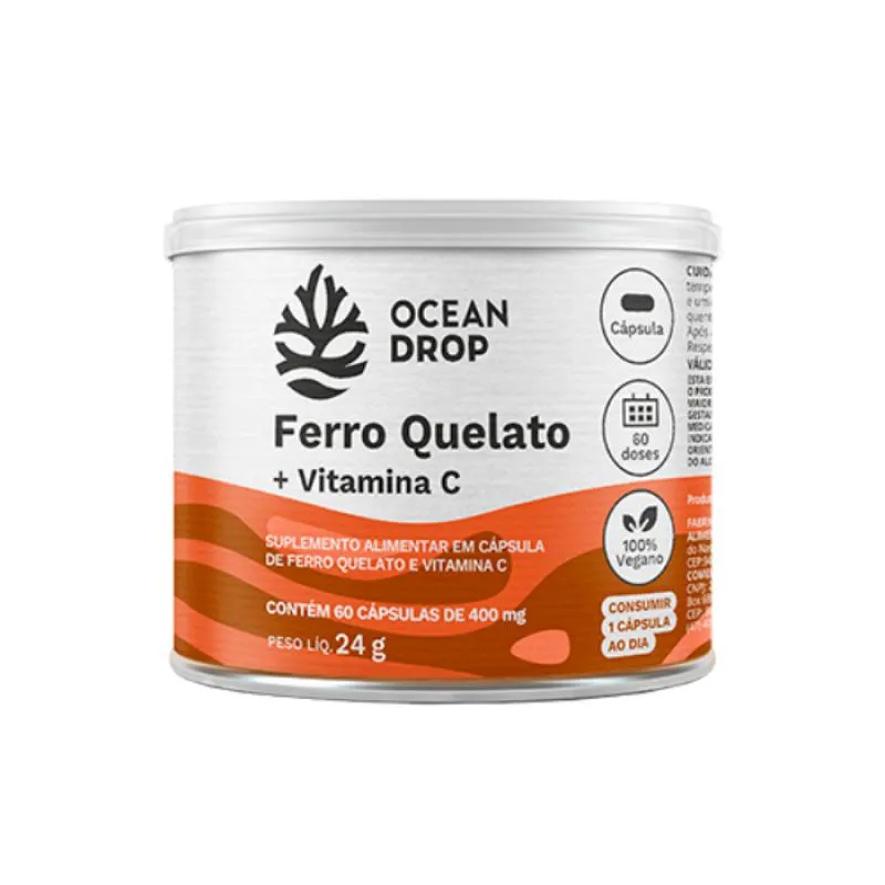 Ferro Quelado + Vitamina C 60 Cápsulas Ocean Drop