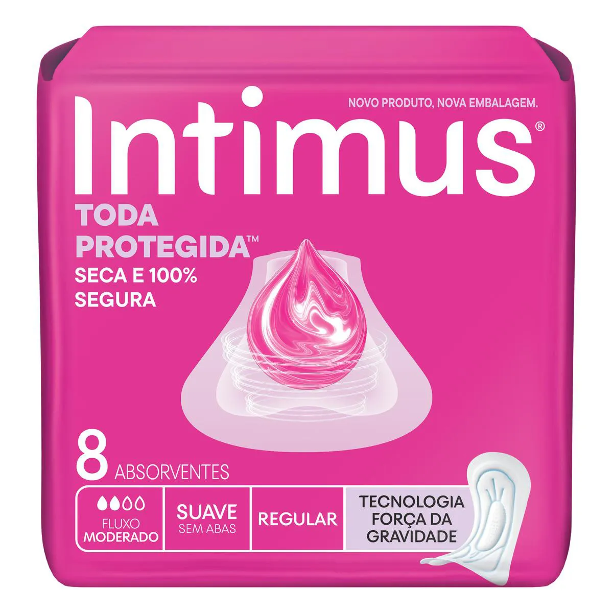Absorvente Intimus Toda Protegida Cobertura Suave Sem Abas com 8 unidades