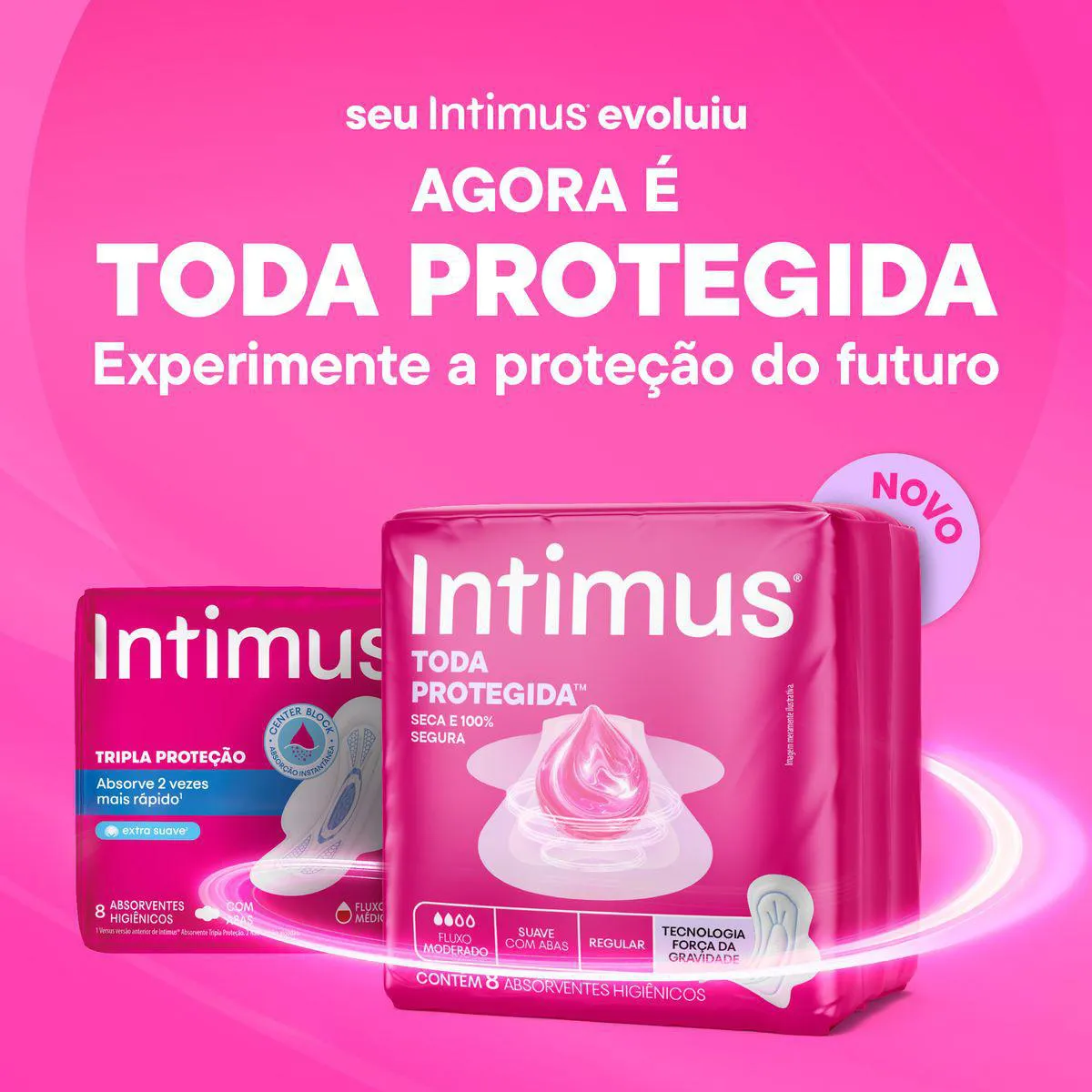 Absorvente Intimus Toda Protegida Cobertura Suave Sem Abas com 8 unidades