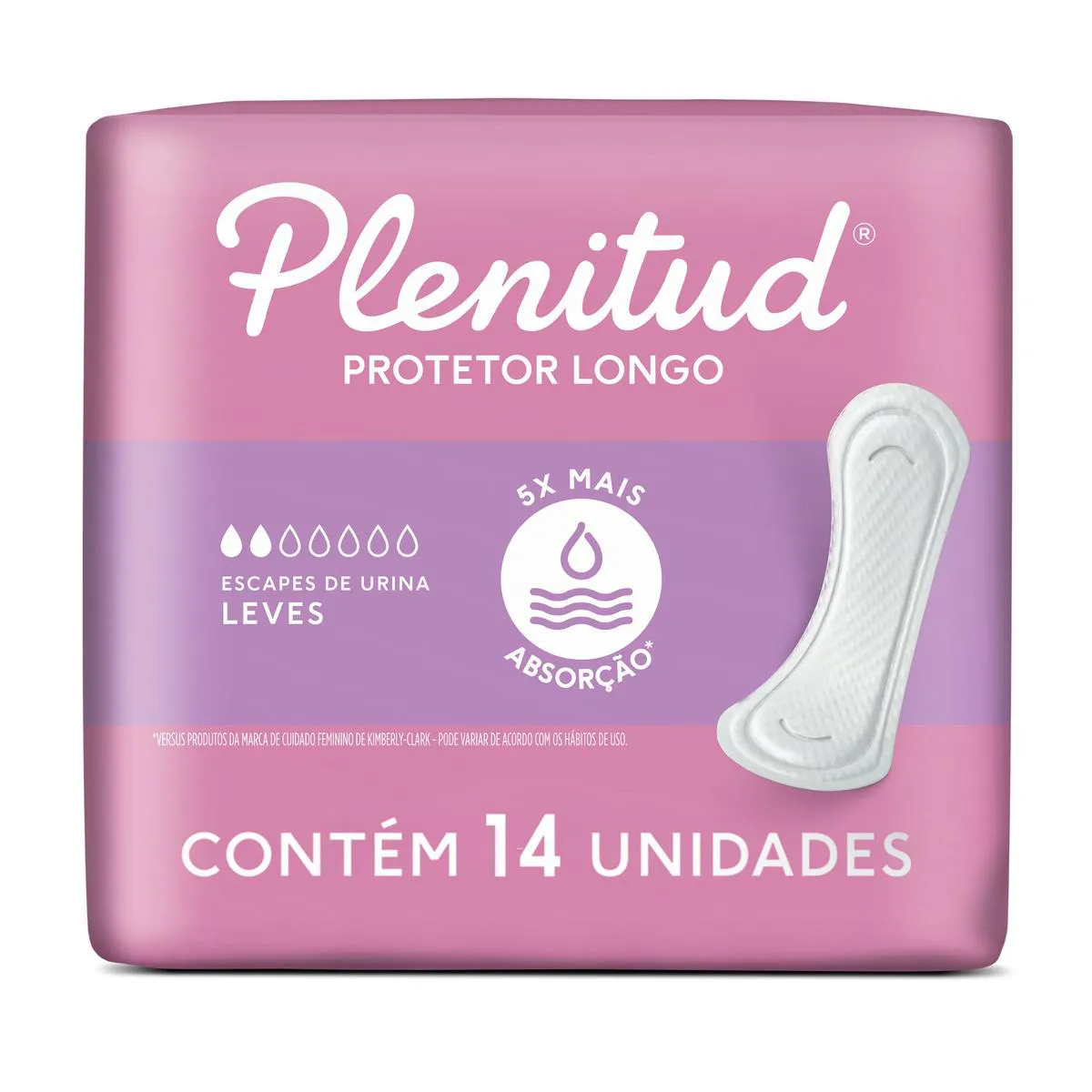 Protetor Diário Feminino Plenitud Protetor Longo Escapes Leves a Moderado 14 unidades