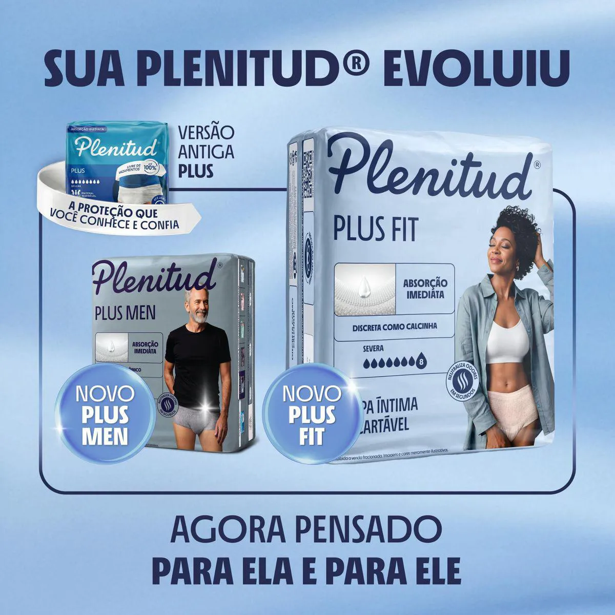 Roupa Íntima Descartável Feminina Plenitud Plus Fit G/XG 32 unidades