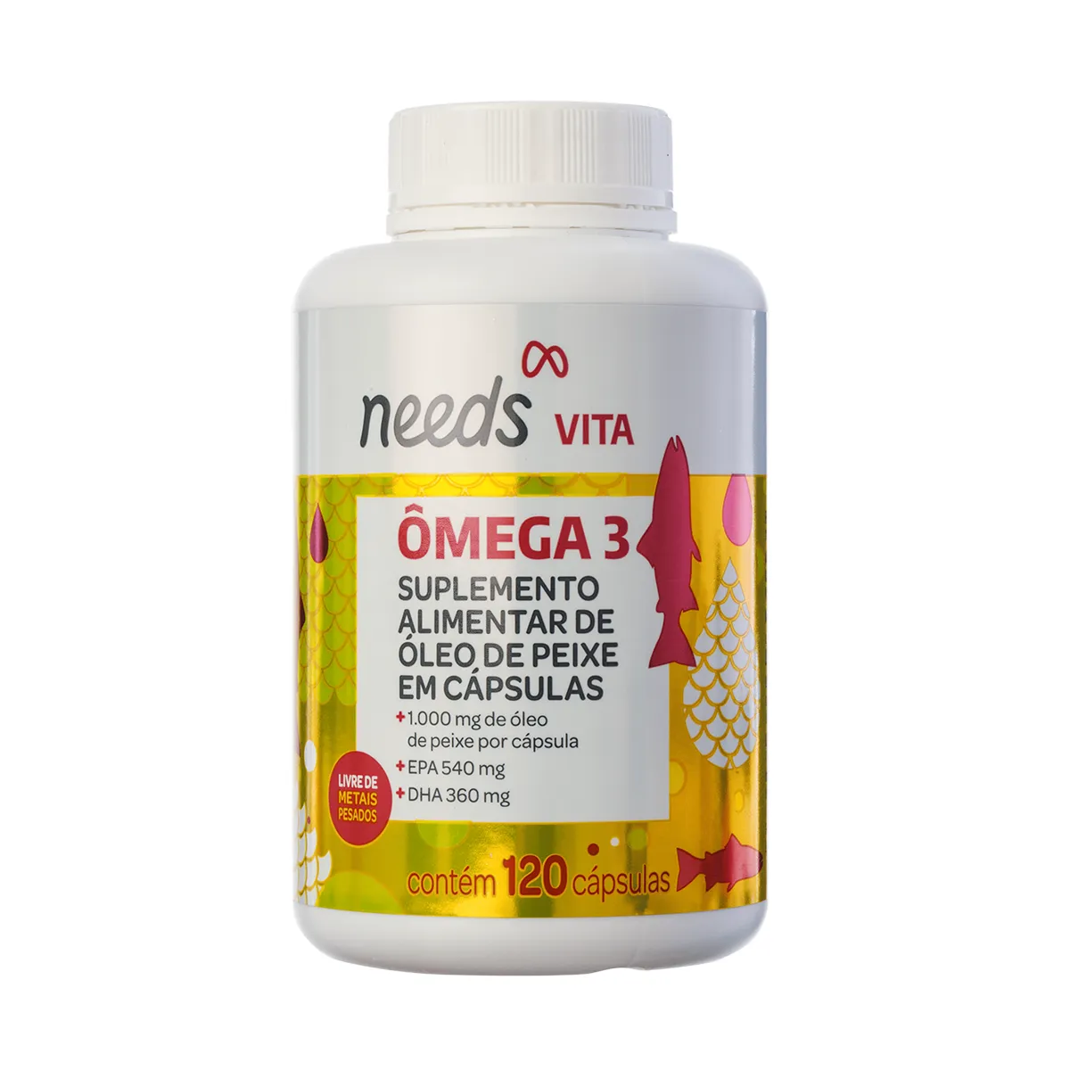 Ômega 3 1000mg EPA e DHA Needs Vita 120 cápsulas