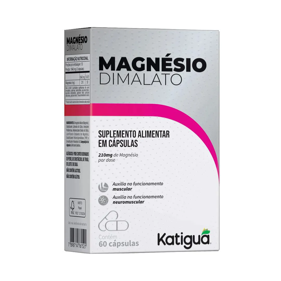 Magnésio Dimalato 210mg - 60 Caps - Katiguá