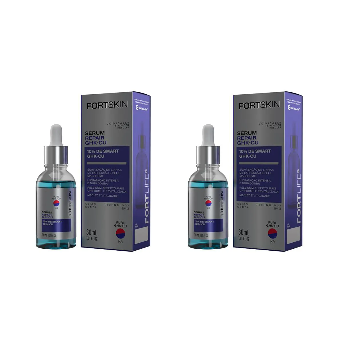 Kit 2 Und Fortskin Ghk-Cu 10% (peptídeo de Cobre) Sérum Repair 30ml Fortlife