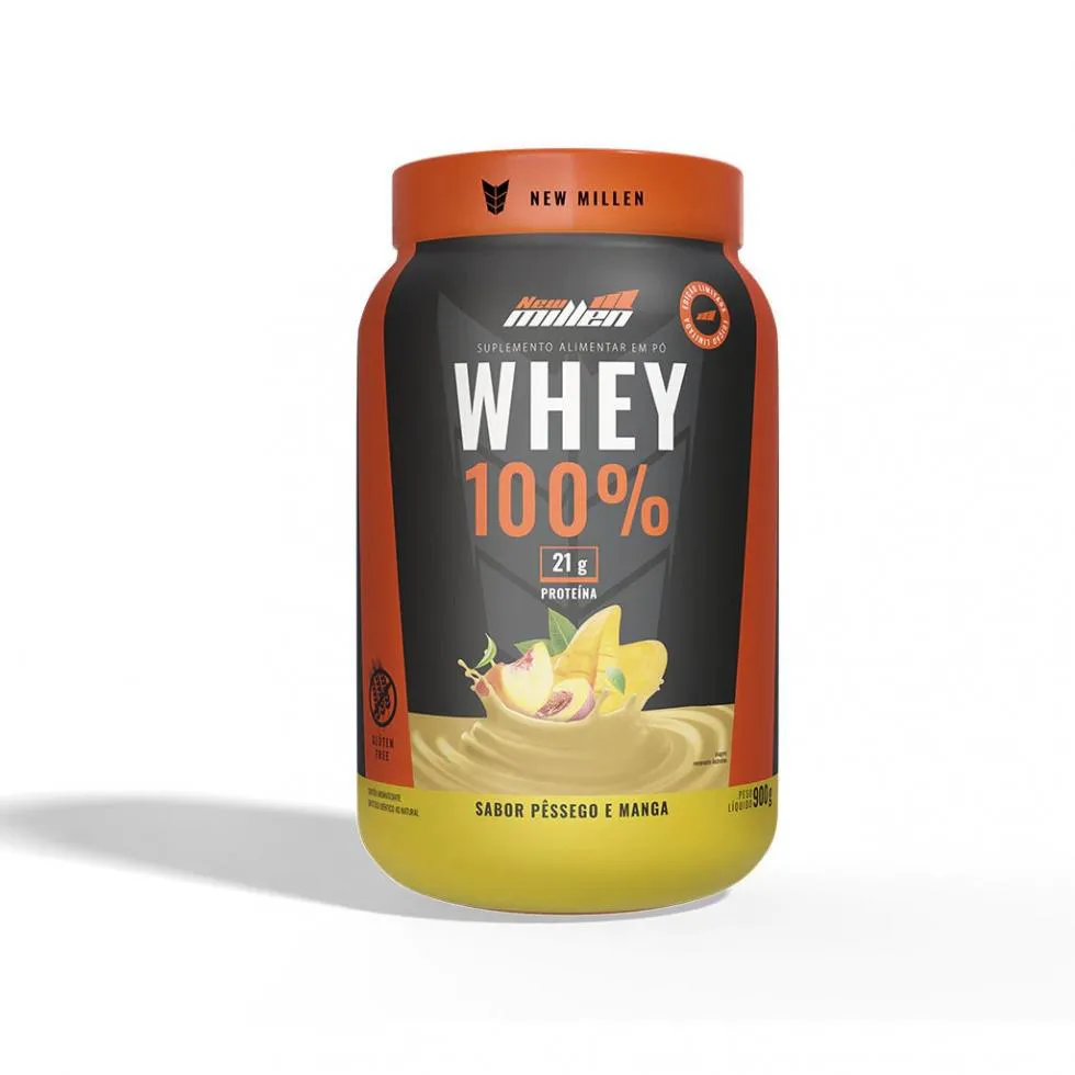 Whey 100% Pote (900g) - Sabor: Pêssego e Manga