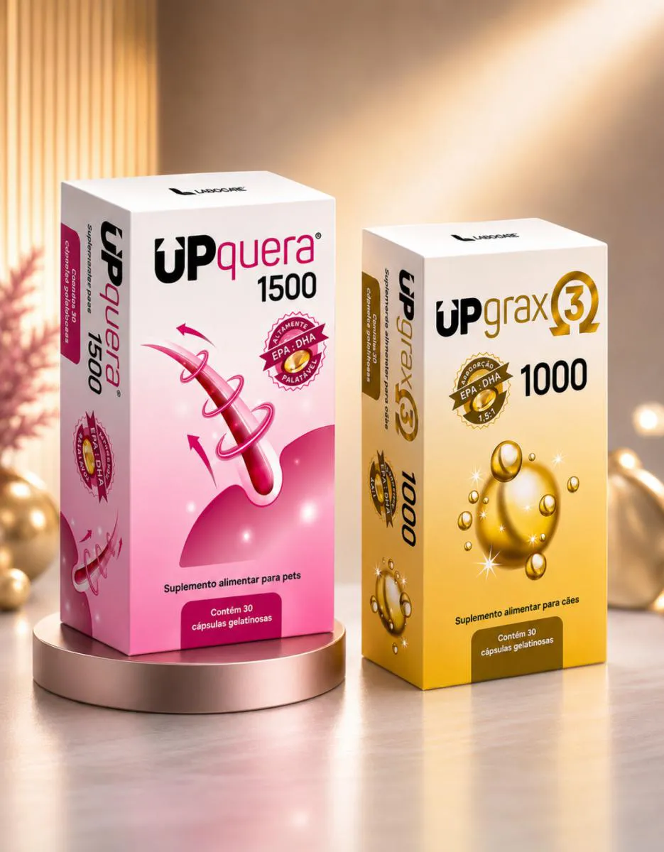Kit Upquera 1500 + Upgrax 3 1000 Ômega 3 Epa Dha Pele Saudável Pelo Forte Cães & Gatos