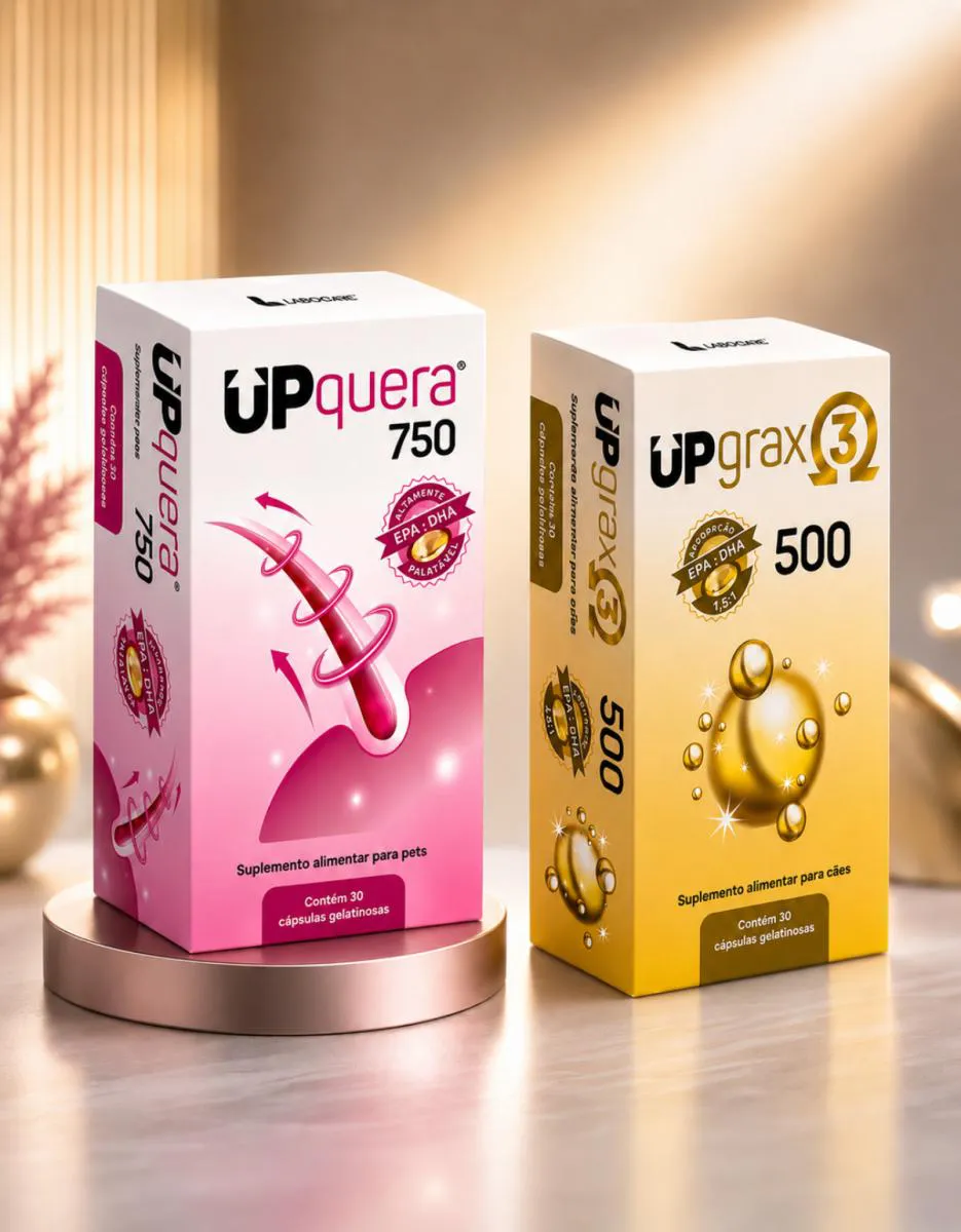 Kit Upquera 750 + Upgrax 3 500 Ômega 3 Epa Dha Pele Saudável Pelo Forte Cães & Gatos