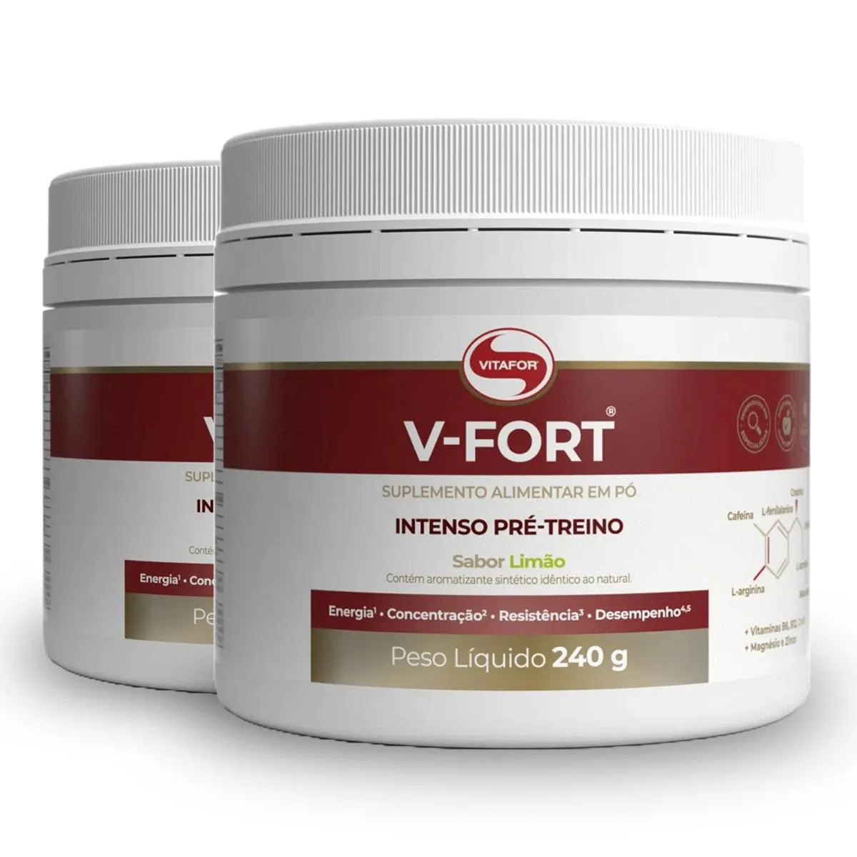 Kit 2 V Fort Pré Treino Vitafor 240g Limão