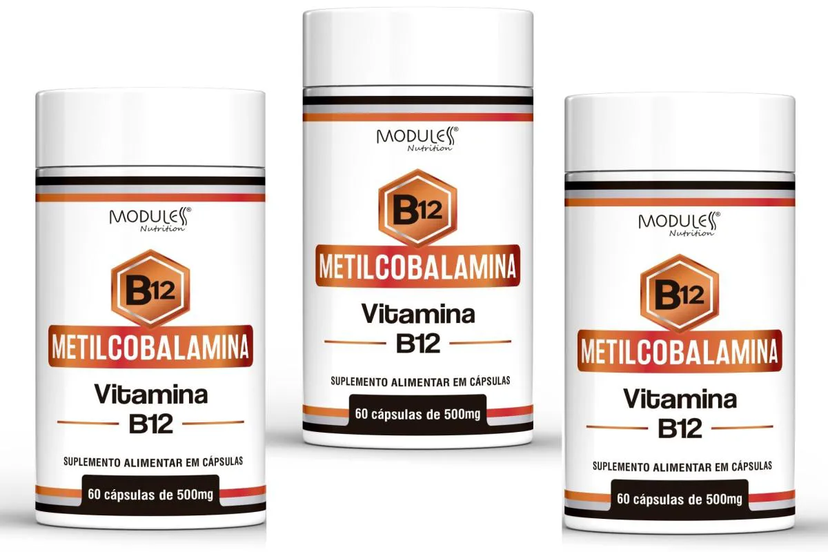 Kit 3un Metilcobalamina Vitamina B12 500mg 60caps Moduless sem Sabor
