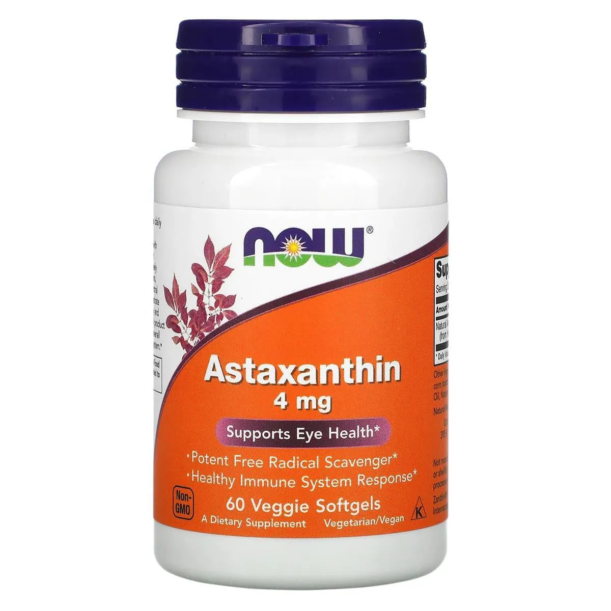 Astaxantina 4mg 60 Softgels Veganas - Now Foods