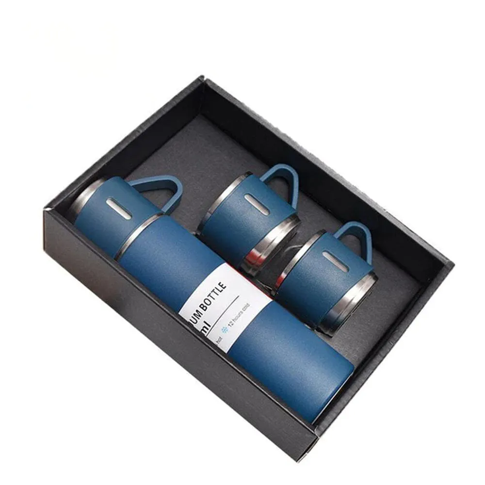 Garrafa Térmica Vacuum Flask Set 500ml + 3 Xicaras - Xtuned Azul