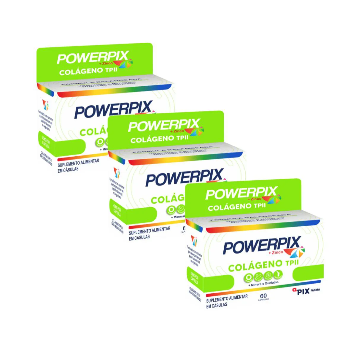 Kit 3un Suplemento Colágeno Tipo Ii com 60 Cápsulas - Powerpix