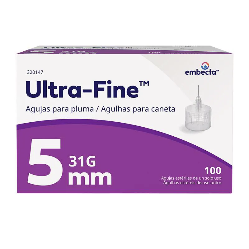 Agulha para Caneta Aplicadora de Insulina BD Ultra-Fine 5mm 100 unidades