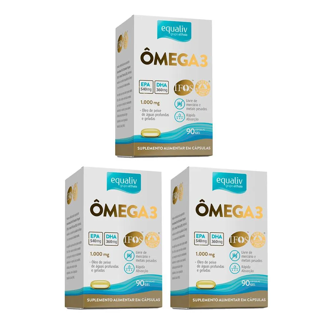 Kit 3 Ômega 3 Epa Dha 1000mg - 90 Caps - Equaliv