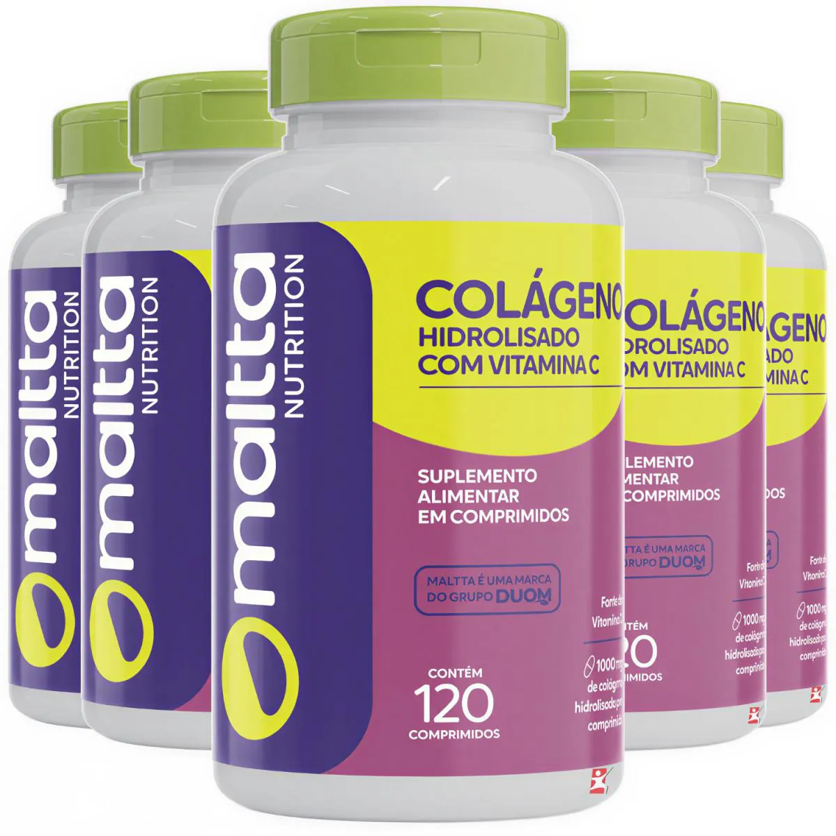 Kit 5 Colágeno Hidrolisado + Vitamina C Concentrado Total 600 Comprimidos - Maltta Nutrition