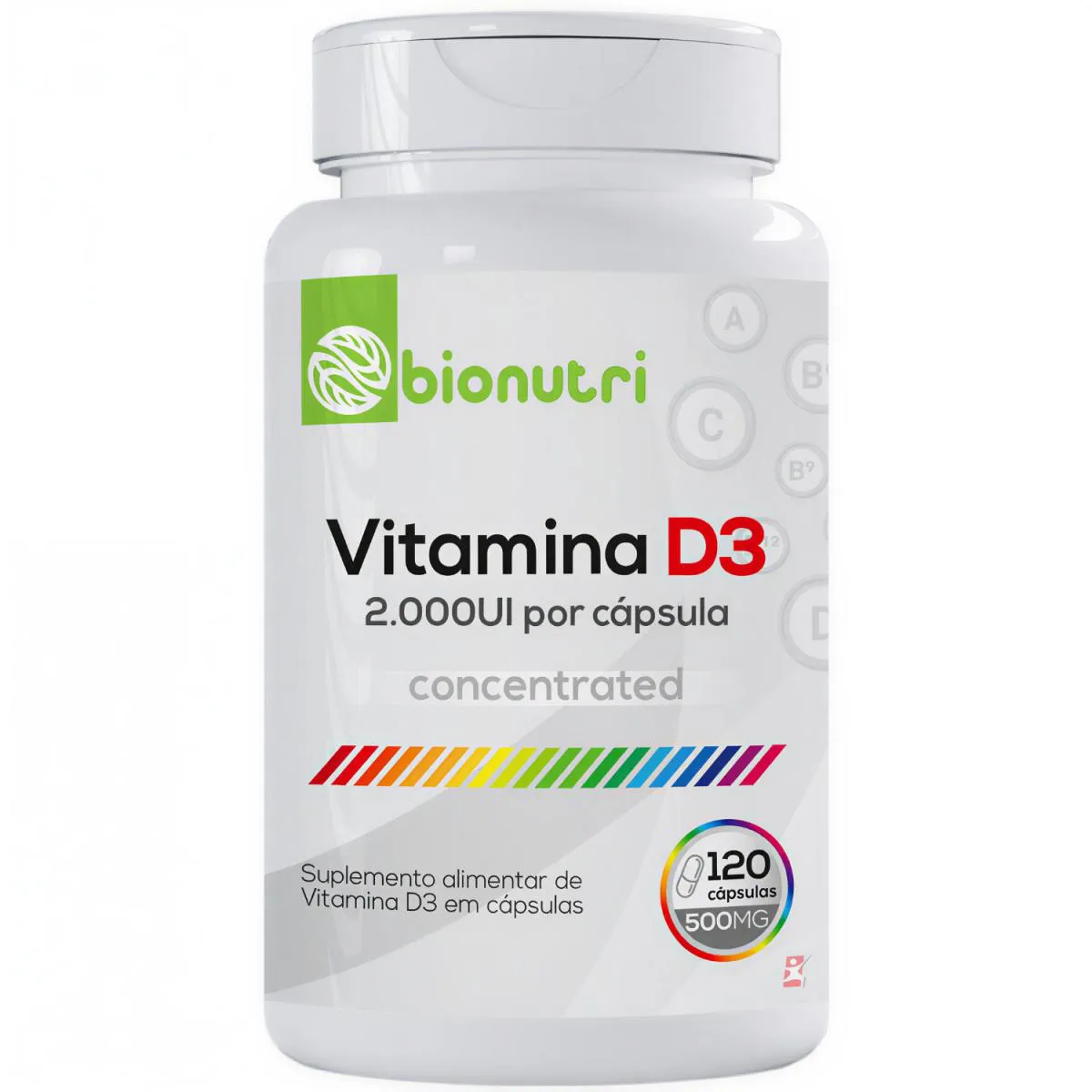 Vitamina D3 2000ui Concentrada Colecalciferol 1 ao Dia 120 Cápsulas - Bionutri