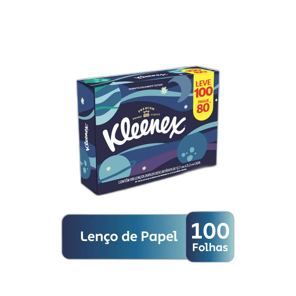 Lenço de Papel Kleenex com 100 Unidades