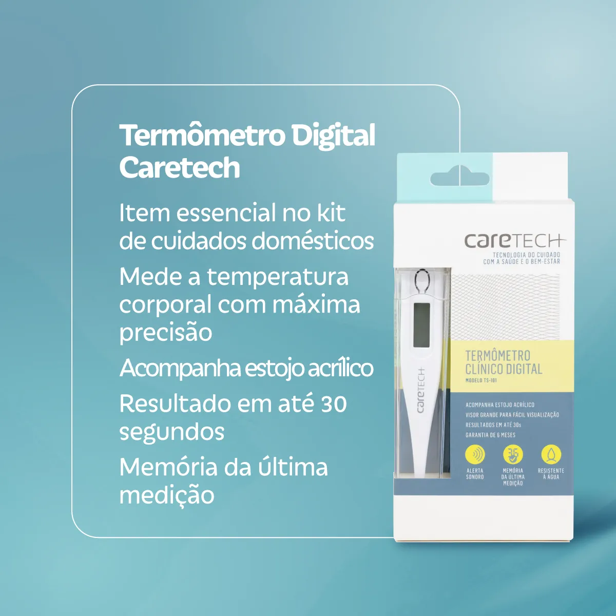 Termômetro Digital Caretech TS-101 Branco 1 Unidade