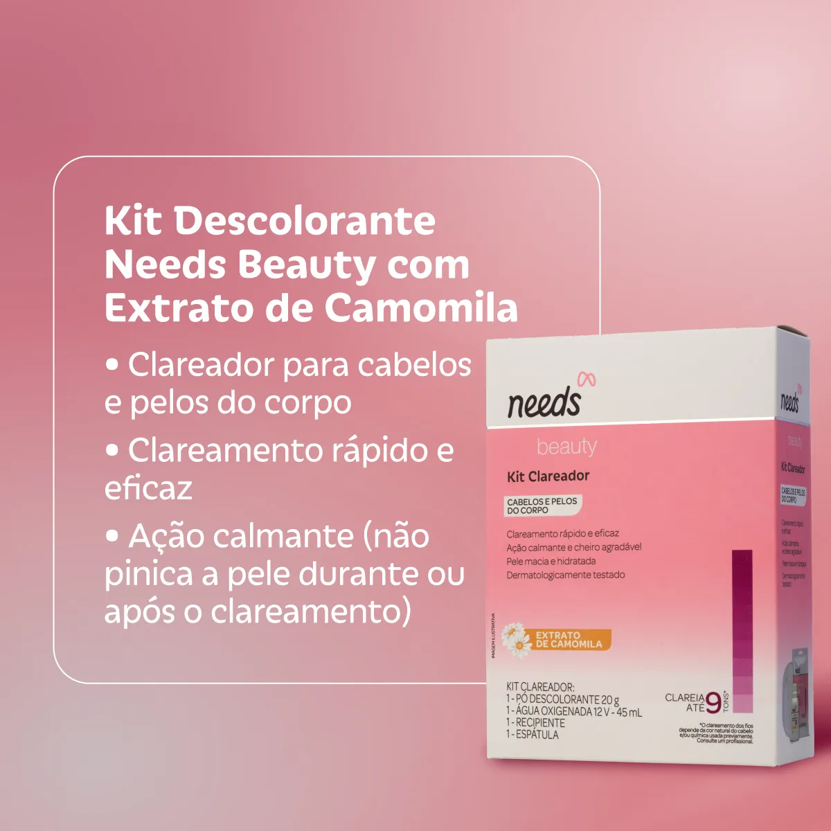Kit Descolorante de Pelos Needs Beauty Extrato de Camomila