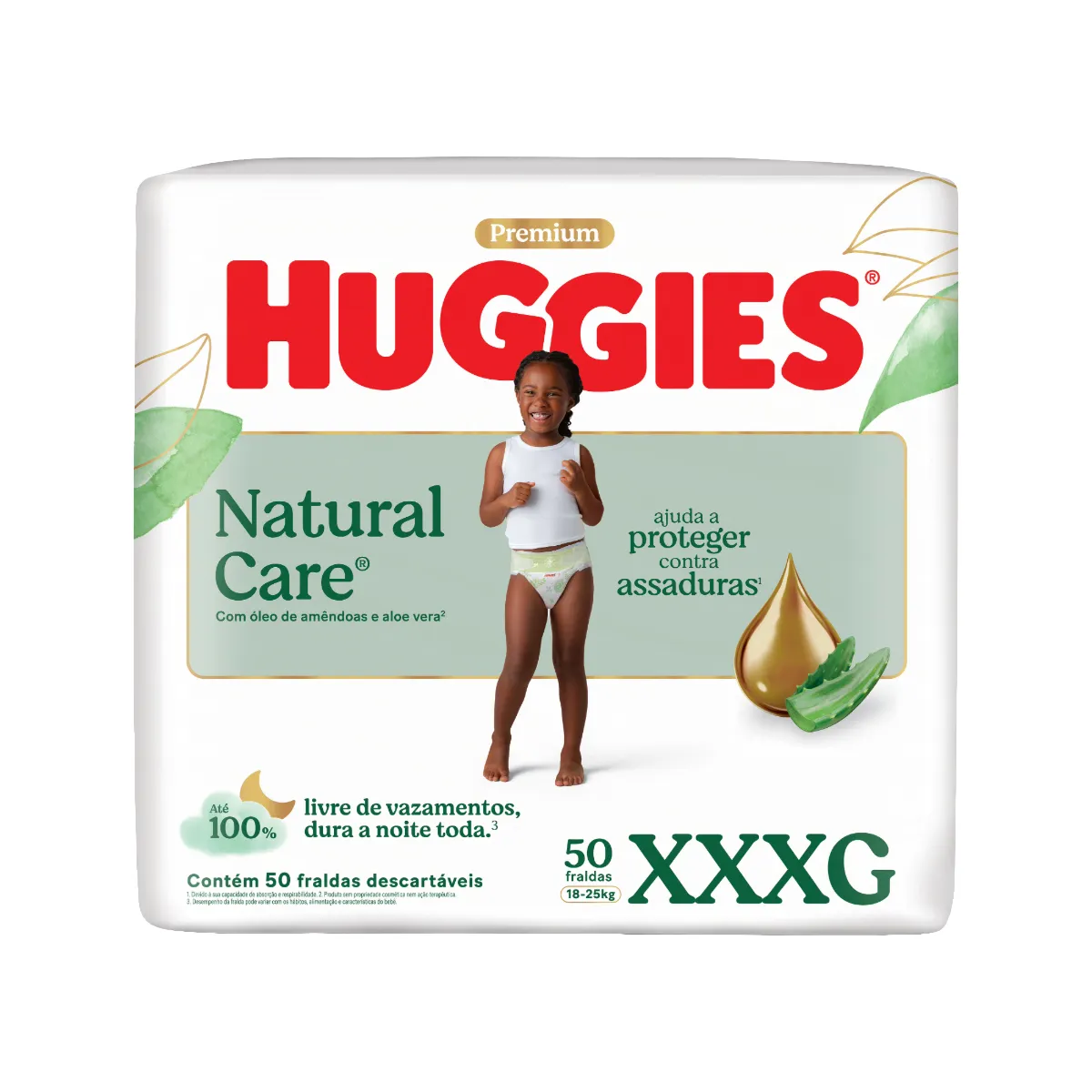 Fralda Huggies Hipoalergênica Natural Care XXXG 50 unidades