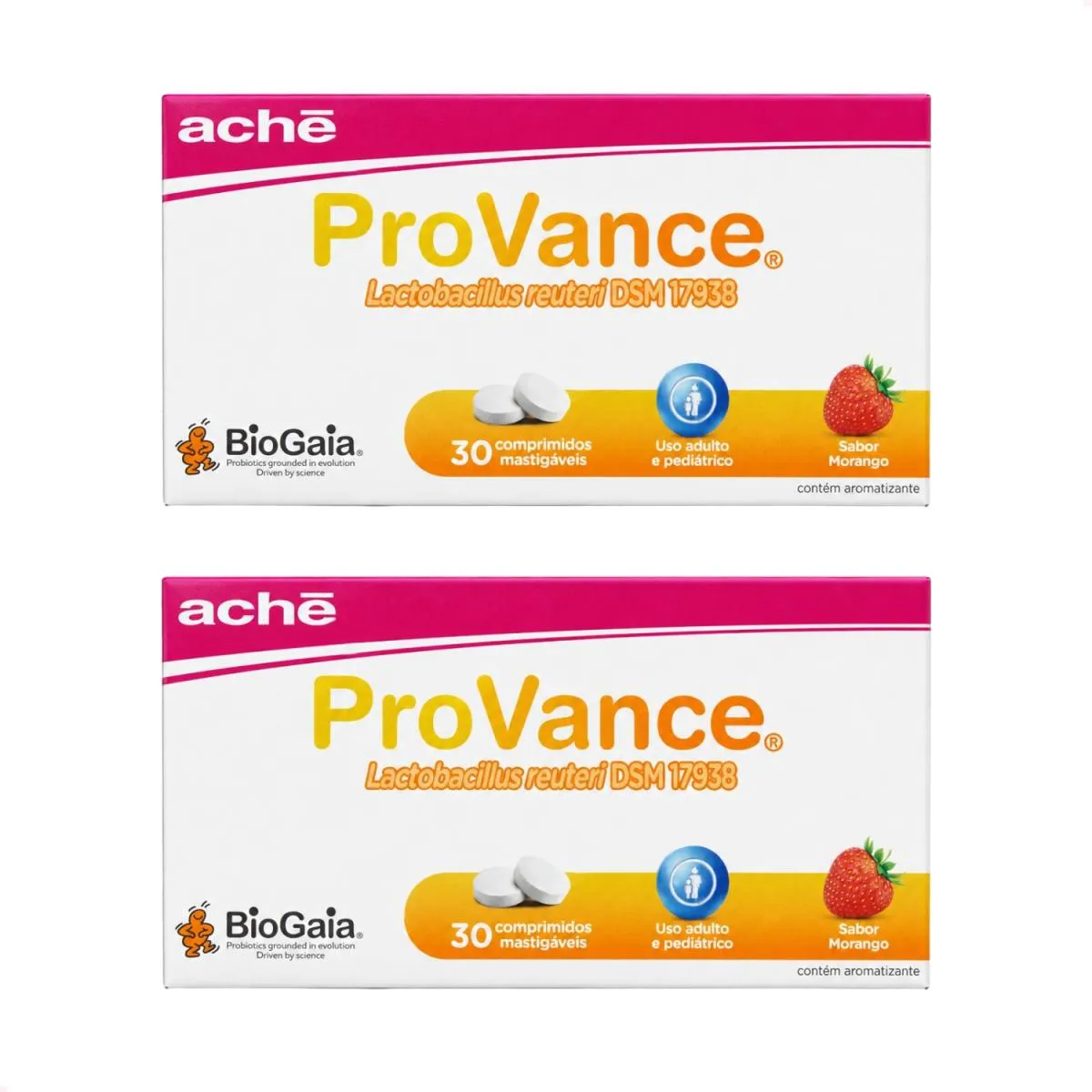 Kit 2 Probiótico Provance Morango 30 Comprimidos Mastigáveis