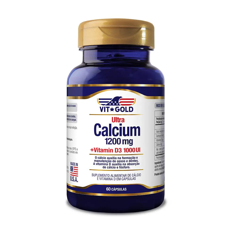 Ultra Cálcio 1200mg + Vitamina D3 1000UI 60 Cápsulas Vitgold