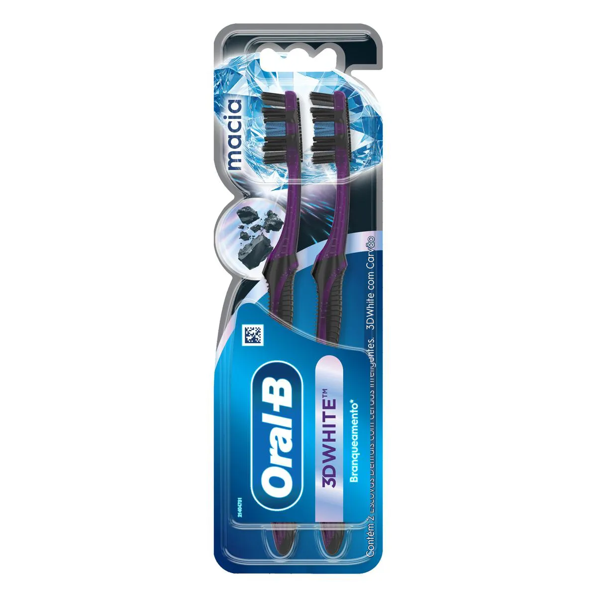 Escova de Dente Oral-B 3D White Carvão Macia 2 unidades