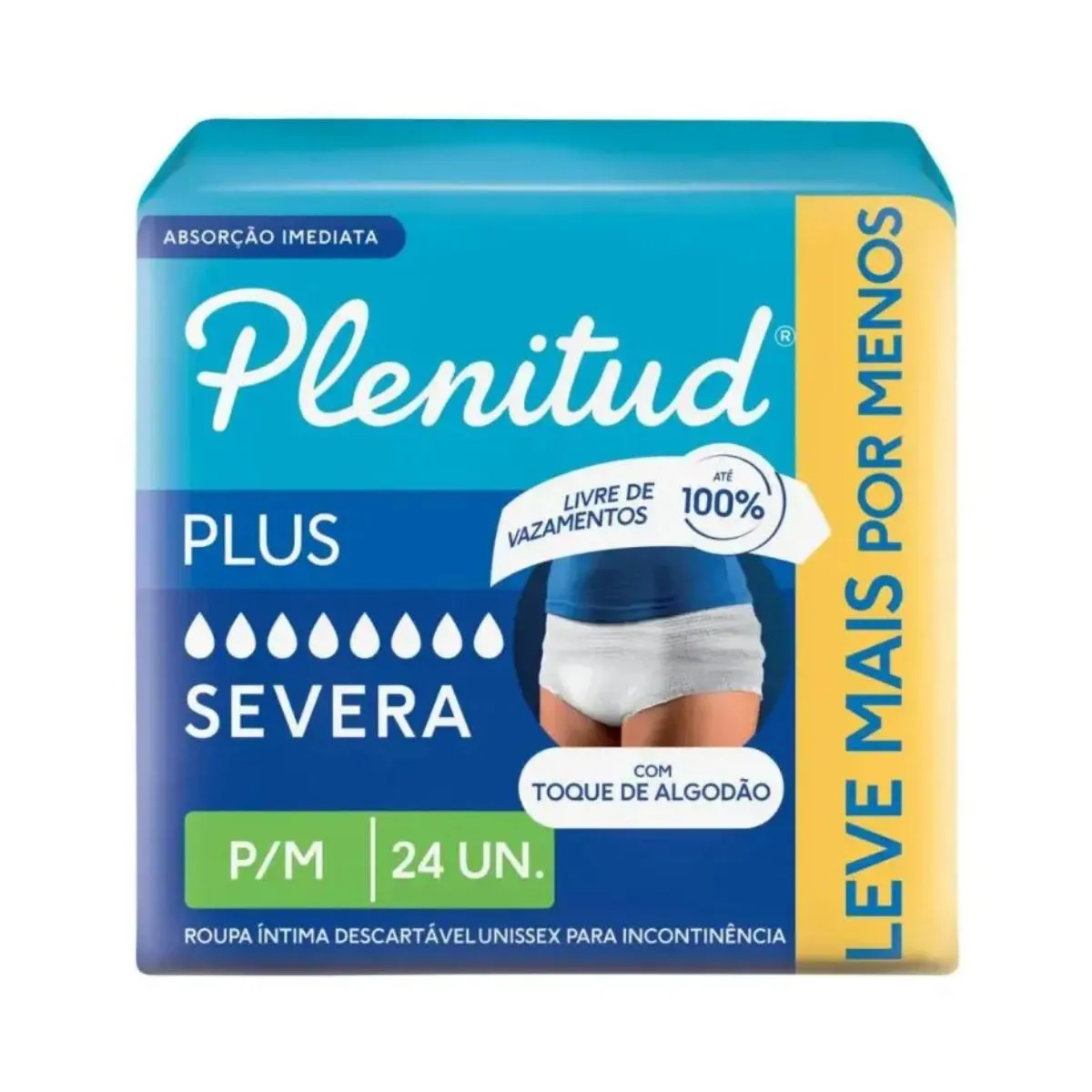Fralda Calça Geriátrica Unissex Plenitud Plus P/M 24 Unidades