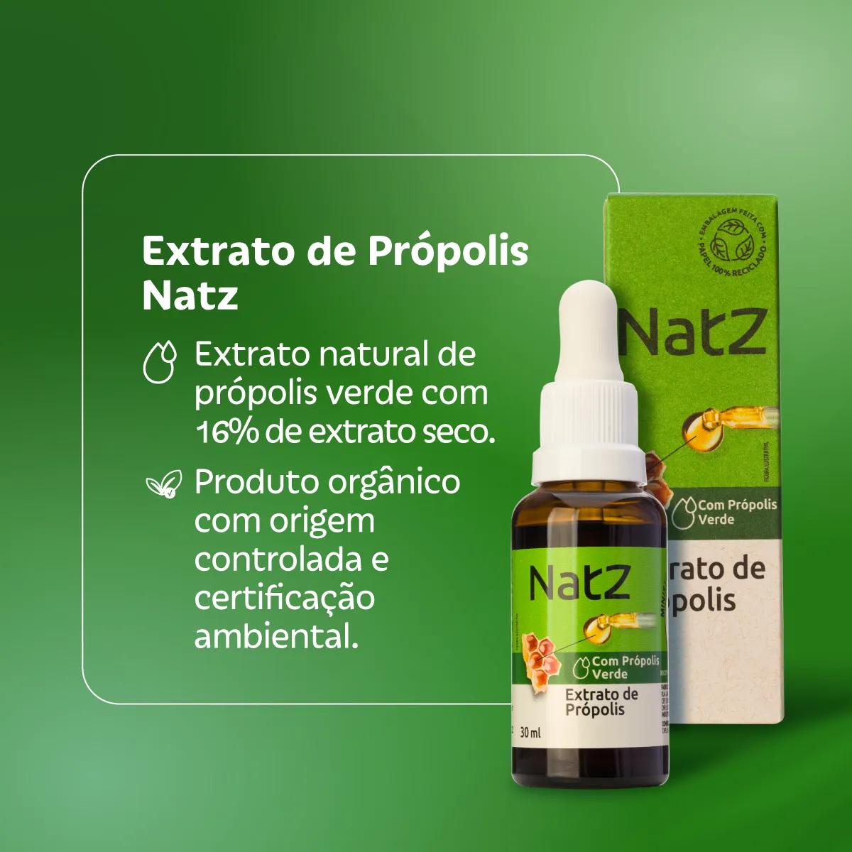 Extrato de Própolis Verde Natz Com Álcool 30ml