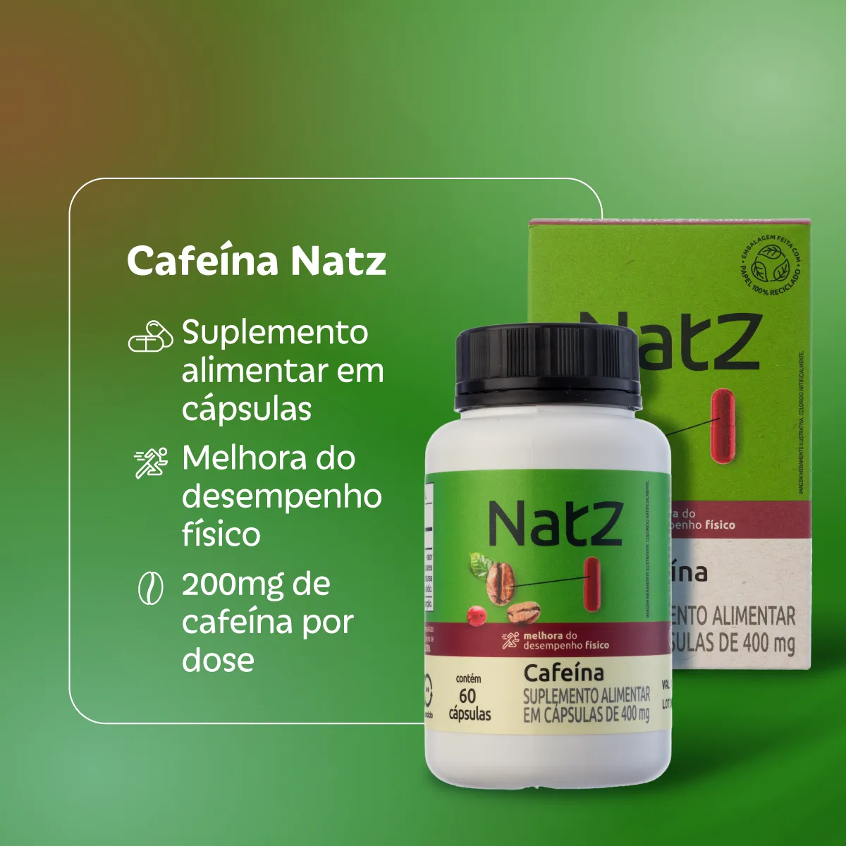 Cafeína Natz 60 Cápsulas
