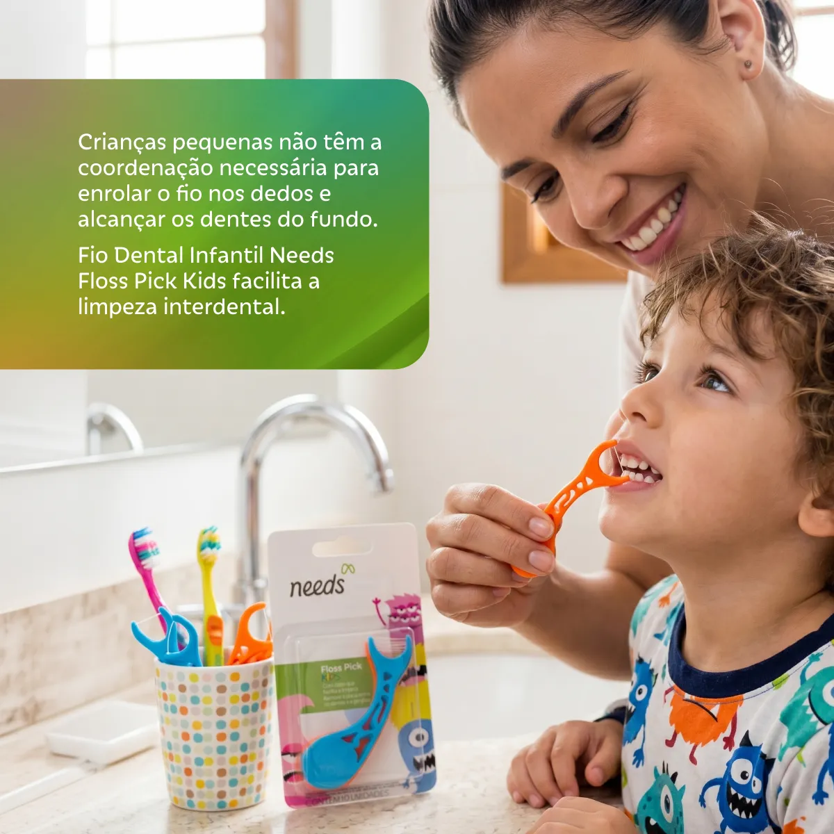 Fio Dental Infantil Needs Floss Pick Kids 10 Unidades