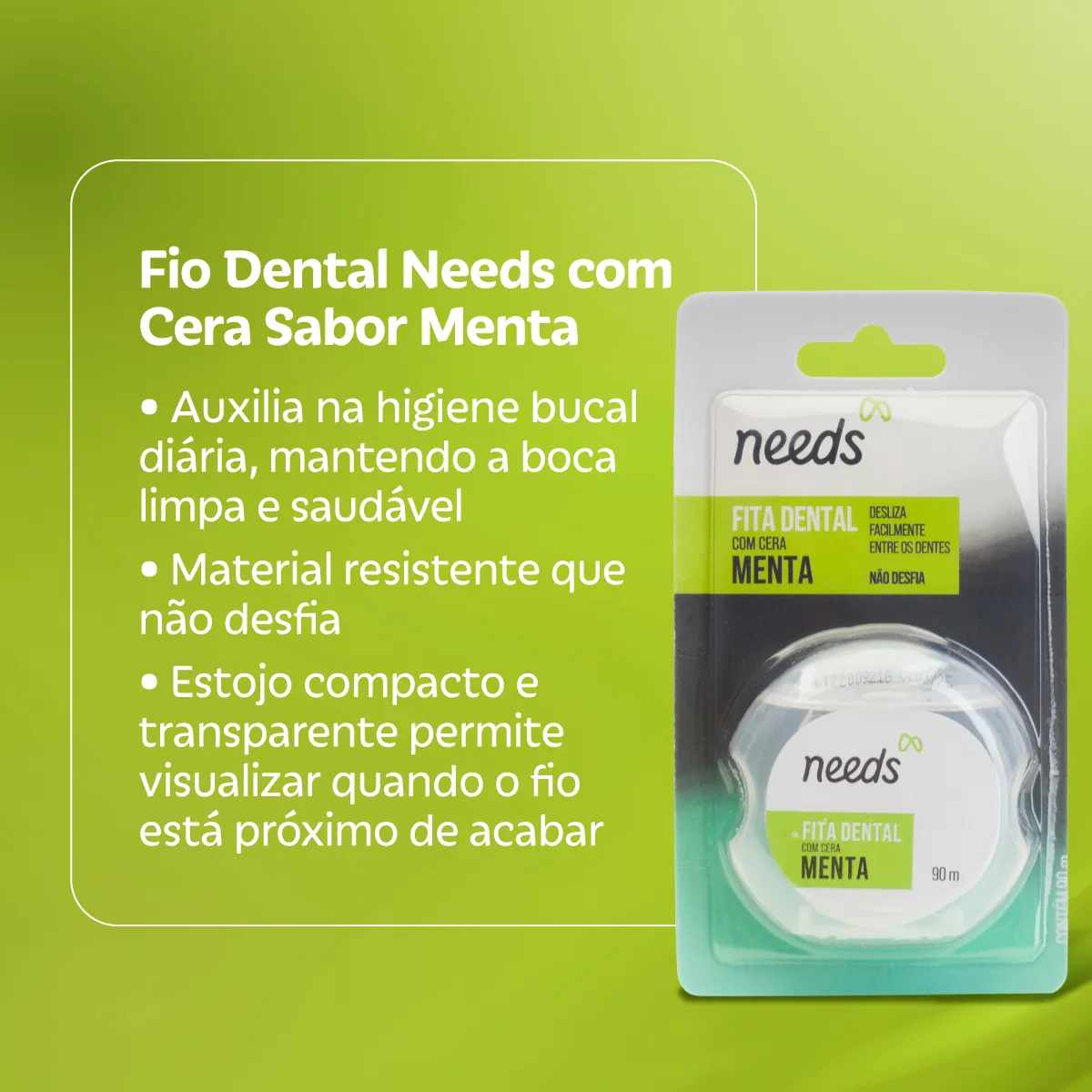 Fita Dental Needs com Cera Menta 90m