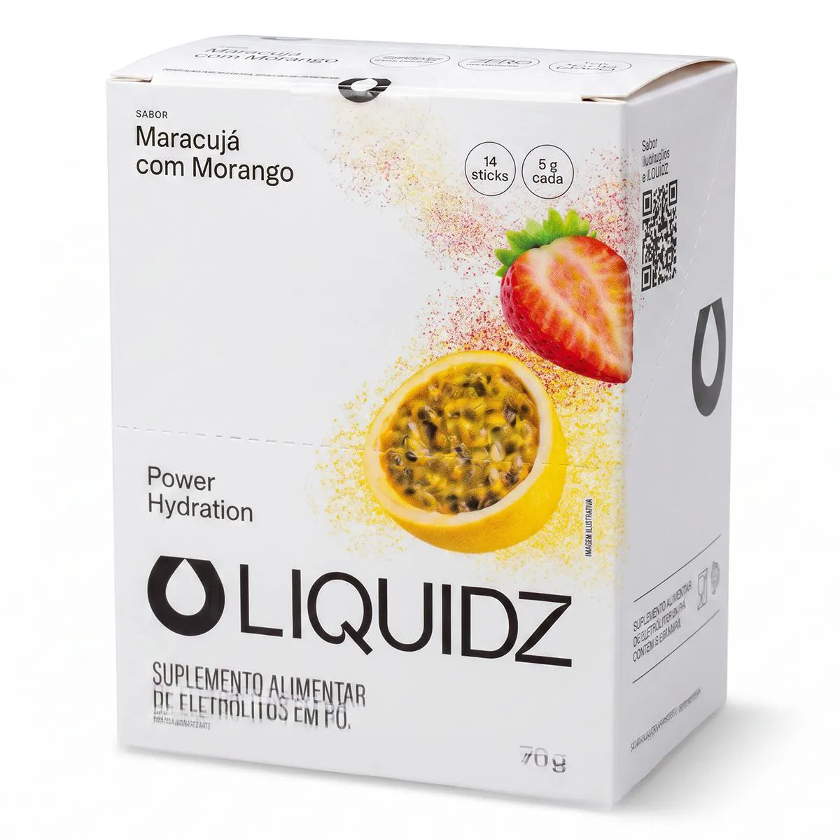 Caixa com Eletrolitos em Po 14 Saches Maracuja com Morango 70g - Liquidz