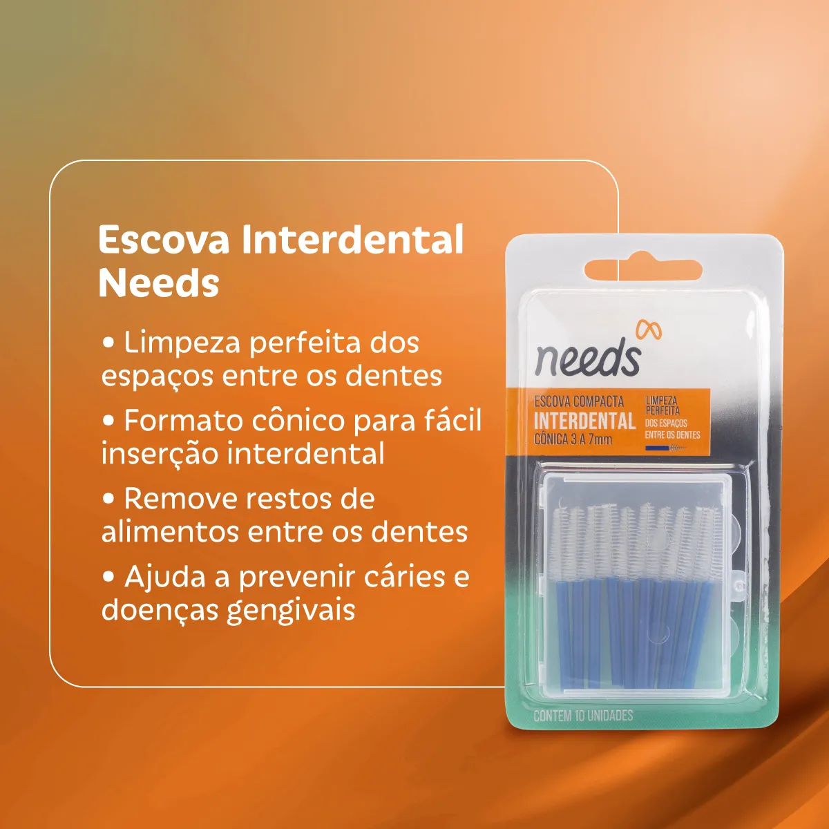 Escova Interdental Needs Cônica 3 a 7mm 10 Unidades