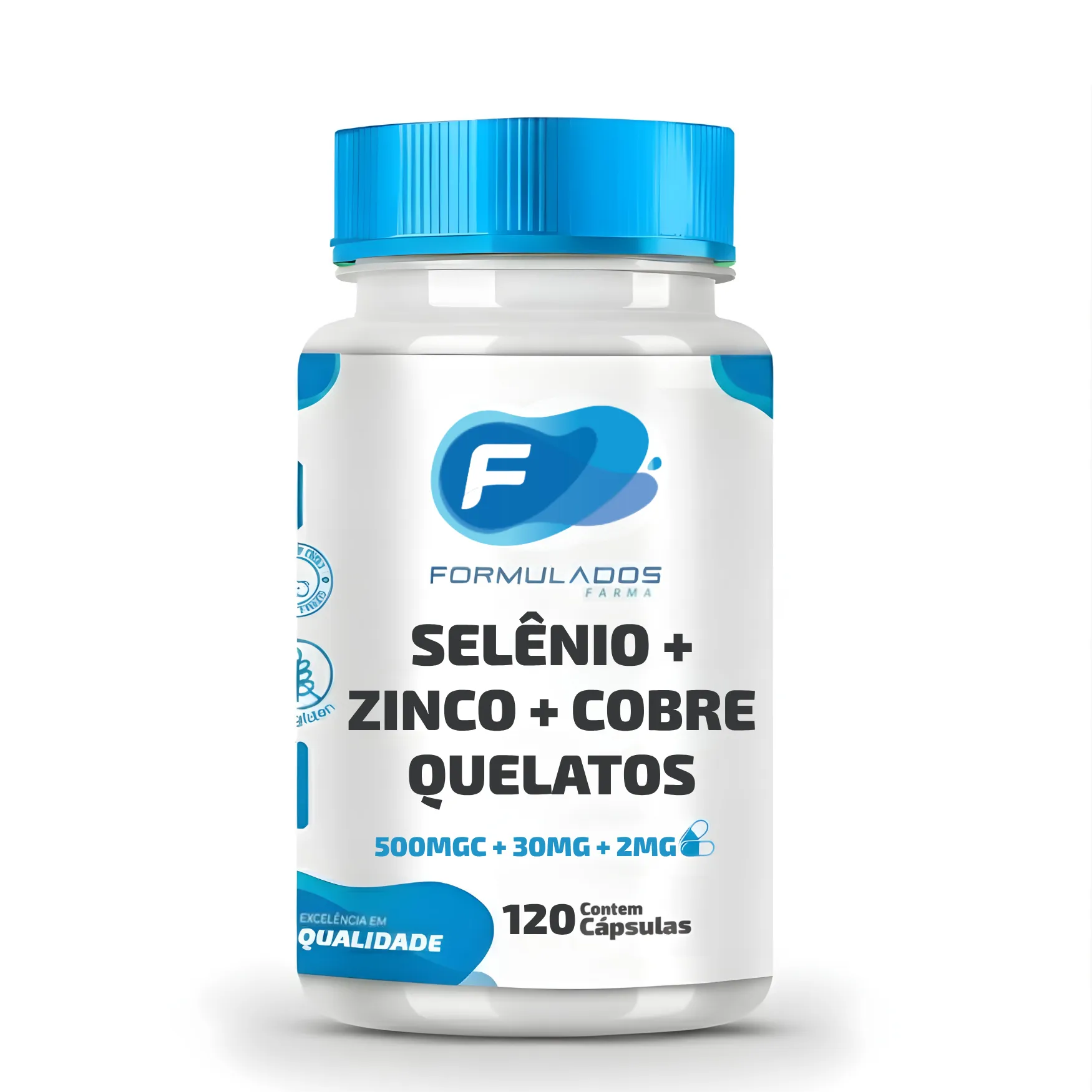 Selênio 100mcg, Zinco 30mg e Cobre 2mg Quelatos 120 cápsulas - Formulados Farma