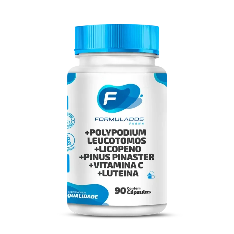 Polypodium Leucotomos 300mg + Licopeno 10mg + Pinus Pinaster 150mg + Vitamina C 50mg + Luteina 10mg 90 cápsulas