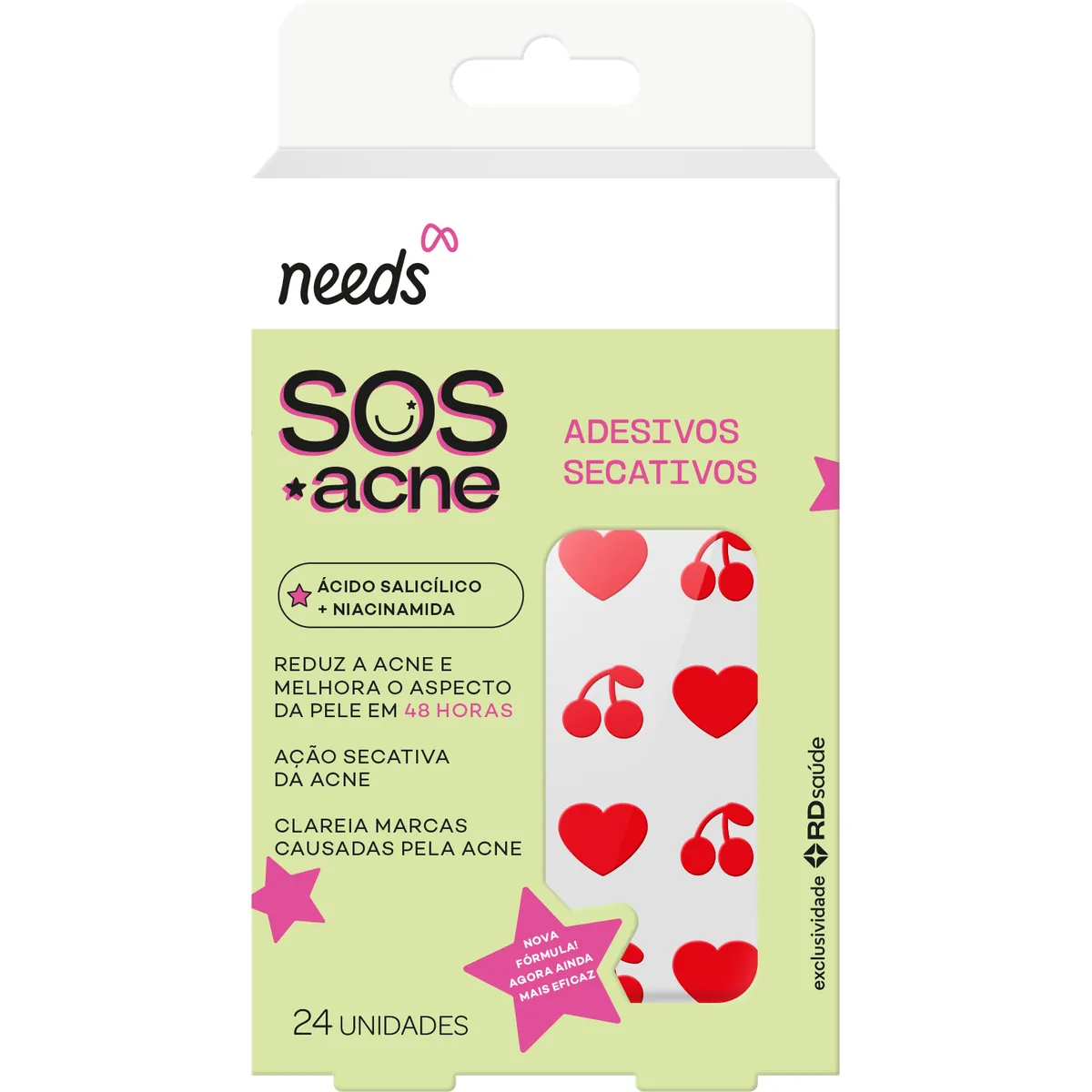 Adesivo Secativo para Acne Needs SOS Acne Ácido Salicílico 24 unidades