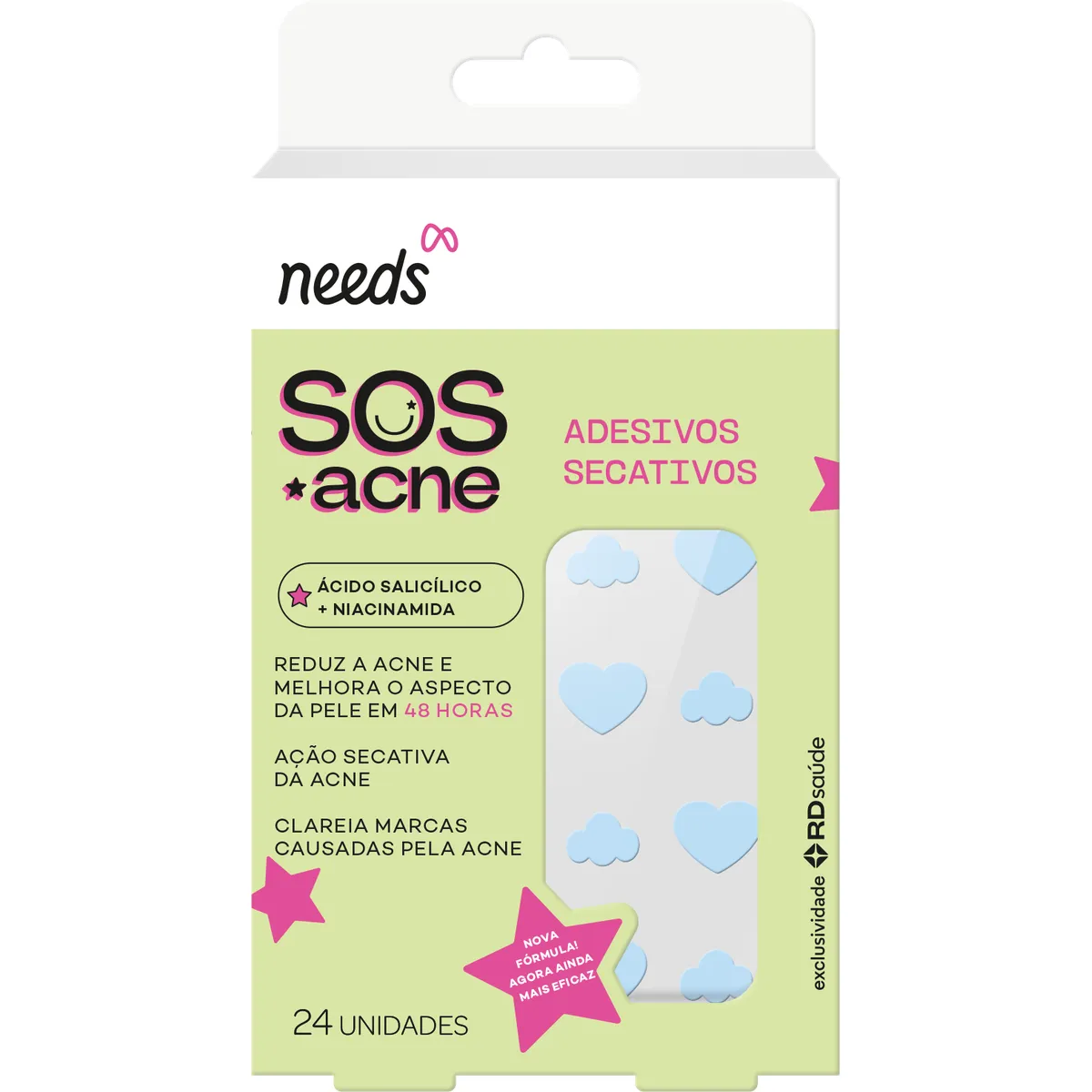 Adesivo Secativo para Acne Needs SOS Acne Ácido Salicílico 24 unidades