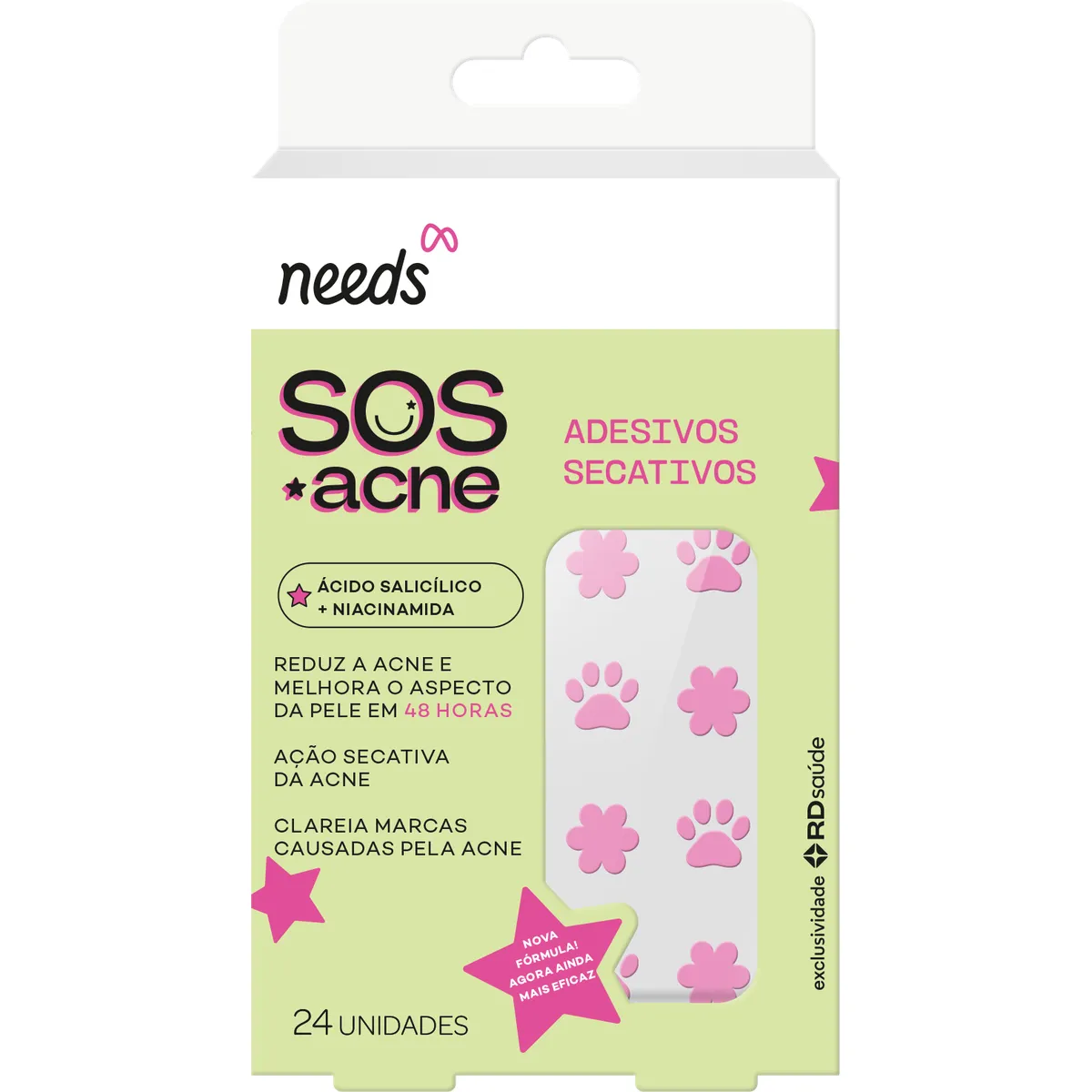 Adesivo Secativo para Acne Needs SOS Acne Ácido Salicílico 24 unidades