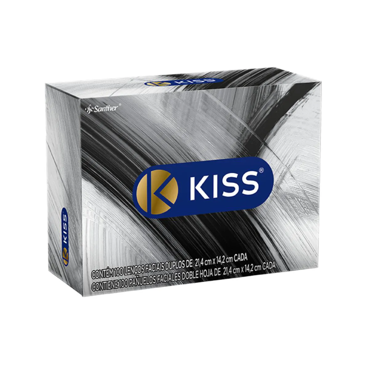 Lenço de Papel Facial Kiss Folha Dupla com 100 Unidades