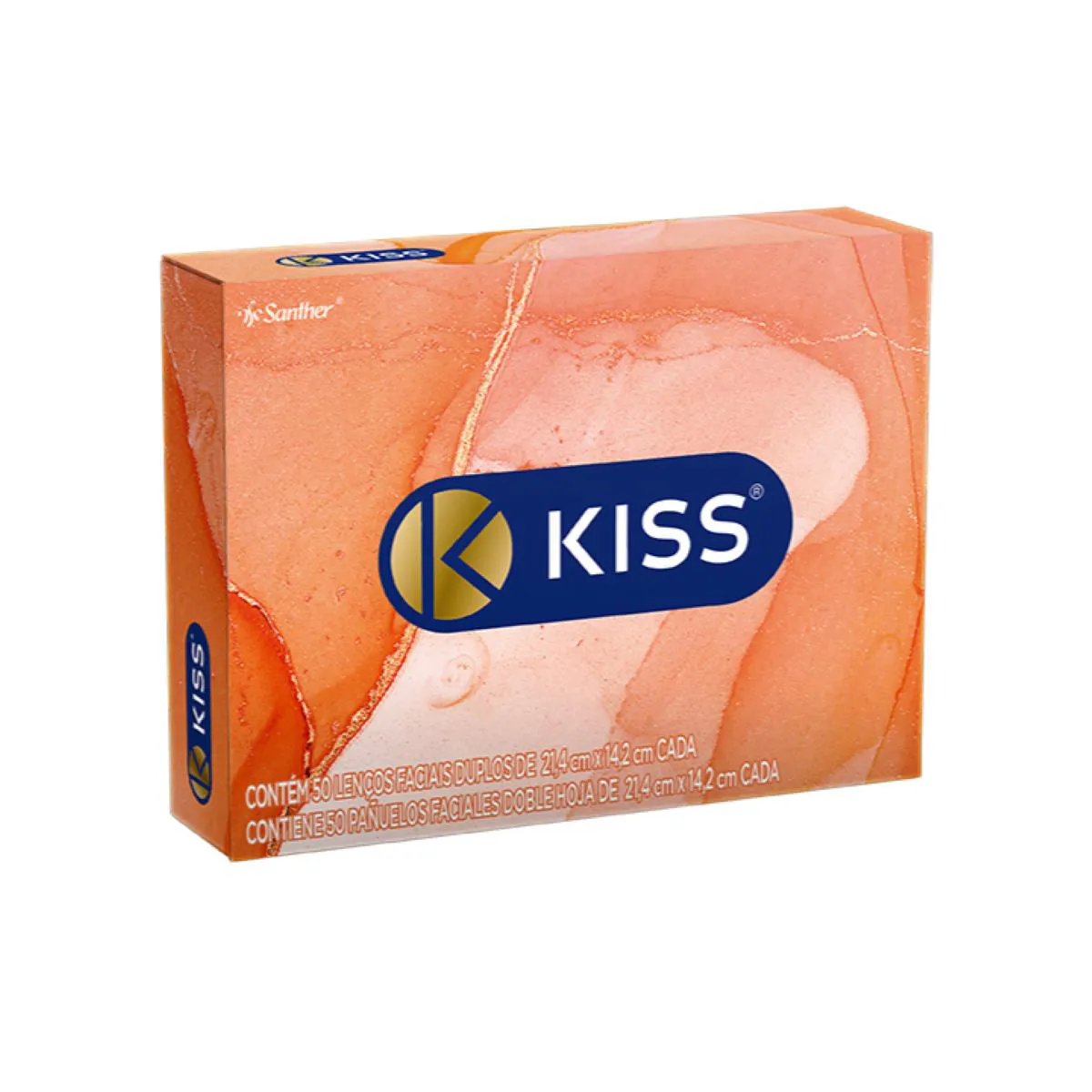 Lenço de Papel Facial Kiss Folha Dupla com 50 Unidades
